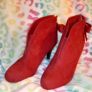 Impo Red Lace-up Stiletto Booties